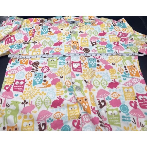 THE CAT'S PAJAMAS Womens Retro Owl Mushroom Rabbit FLANNEL PAJAMA SET Sz M NEW - Picture 11 of 16